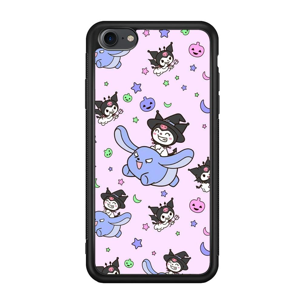 Kuromi Flying Partner iPhone 8 Case-Rubber Black (2D Case)-Oxvistore