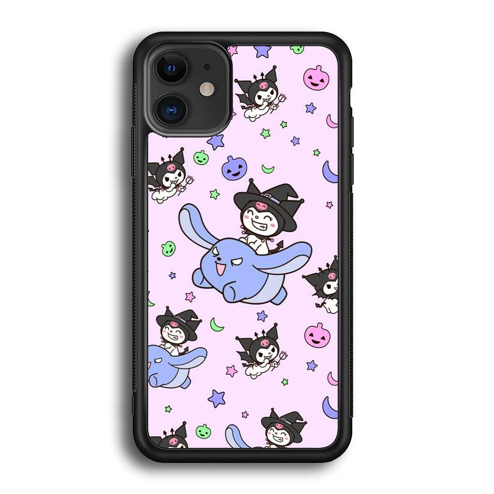 Kuromi Flying Partner iPhone 12 Case-Rubber Black (2D Case)-Oxvistore