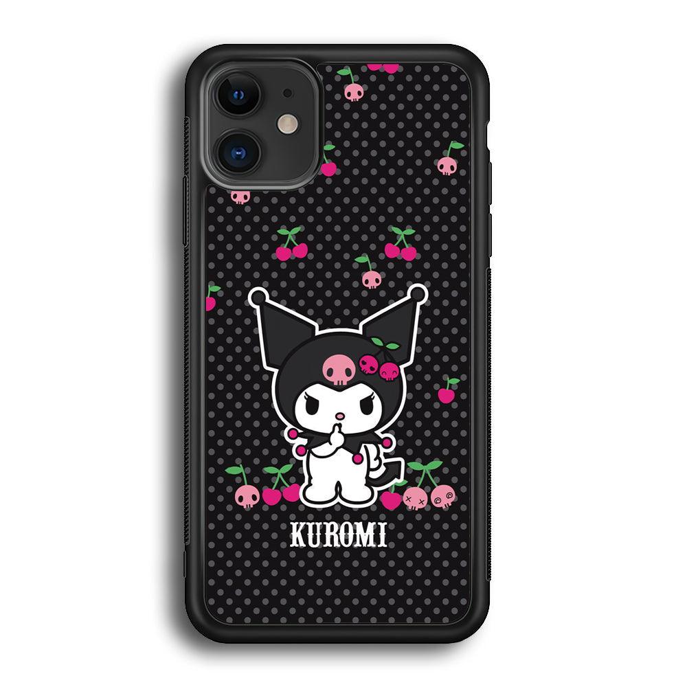 Kuromi Please Keep Silent iPhone 12 Case-Rubber Black (2D Case)-Oxvistore