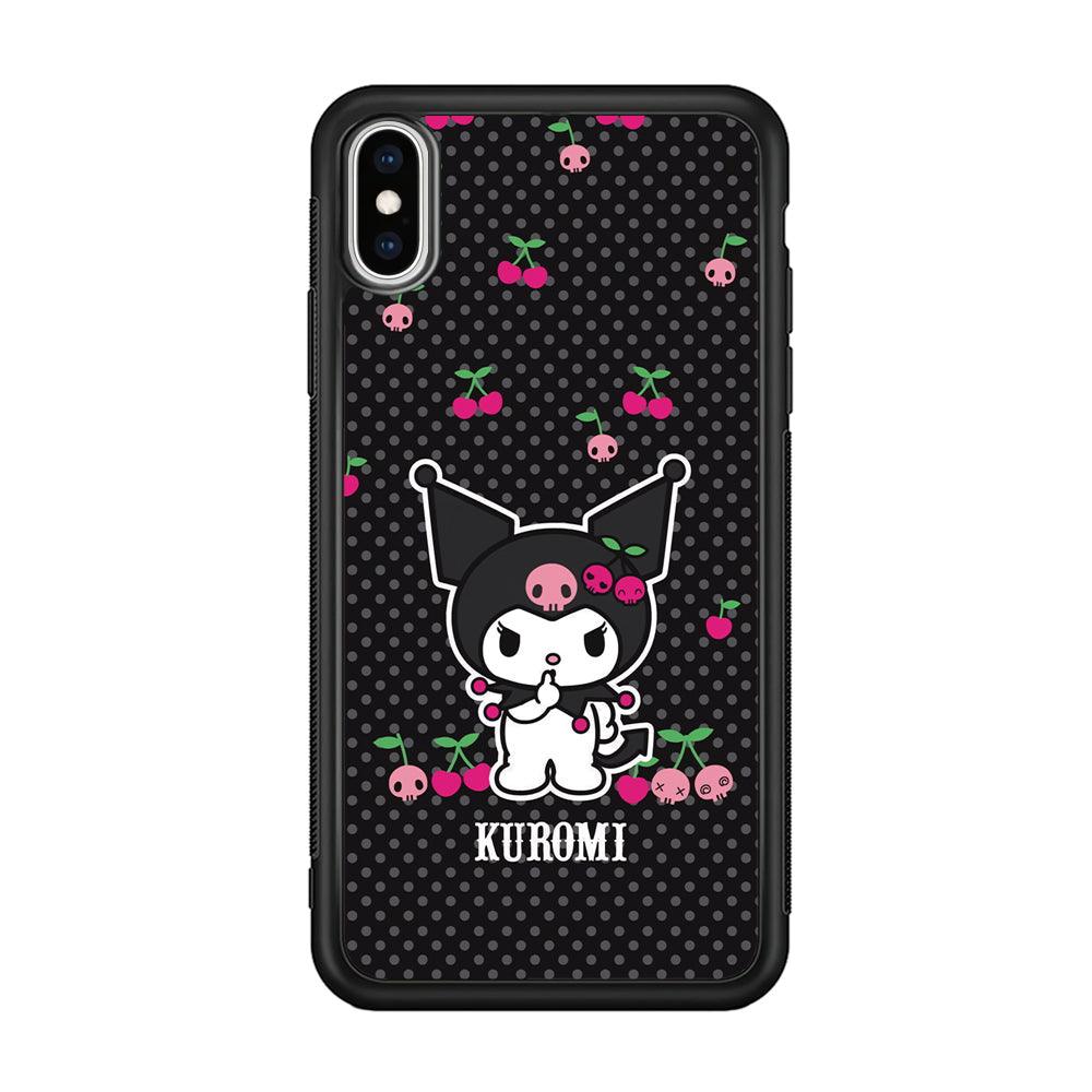 Kuromi Please Keep Silent iPhone X Case-Rubber Black (2D Case)-Oxvistore