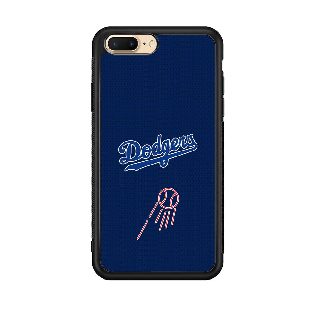 LA Dodgers Black Spot Patern iPhone 7 Plus Case-Rubber Black (2D Case)-Oxvistore