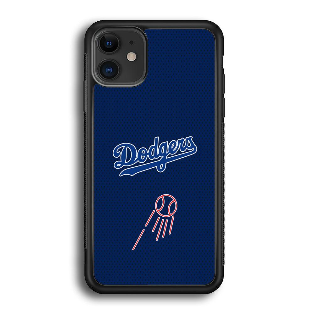 LA Dodgers Black Spot Patern iPhone 12 Case-Rubber Black (2D Case)-Oxvistore