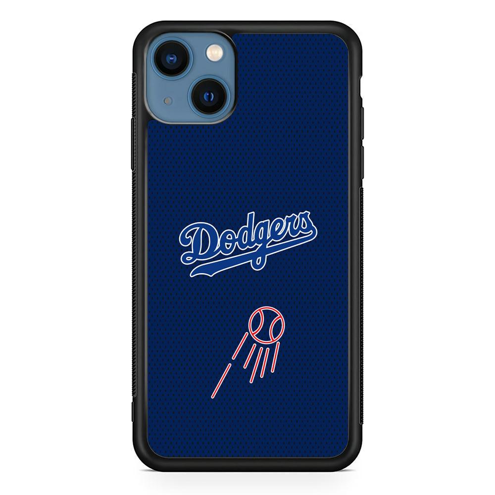 LA Dodgers Black Spot Patern iPhone 14 Case-Rubber Black (2D Case)-Oxvistore