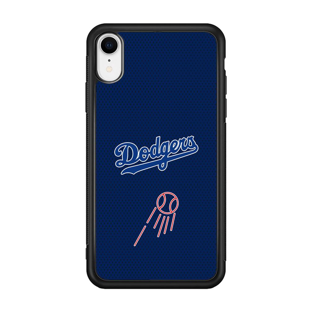 LA Dodgers Black Spot Patern iPhone XR Case-Rubber Black (2D Case)-Oxvistore