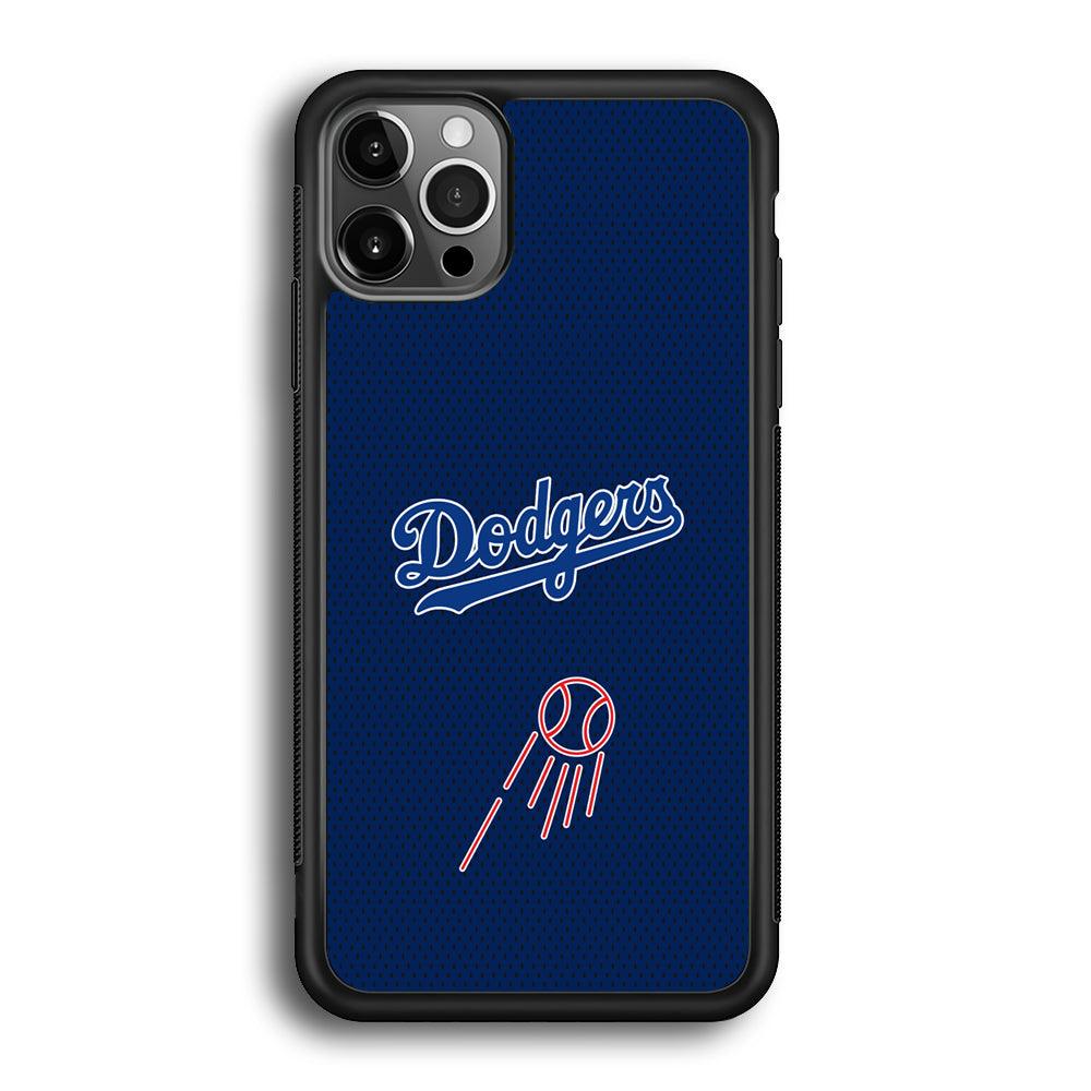 LA Dodgers Black Spot Patern iPhone 12 Pro Case-Rubber Black (2D Case)-Oxvistore