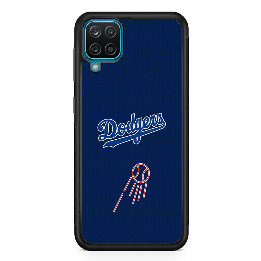 LA Dodgers Black Spot Patern Samsung Galaxy A12 Case-Rubber Black (2D Case)-Oxvistore