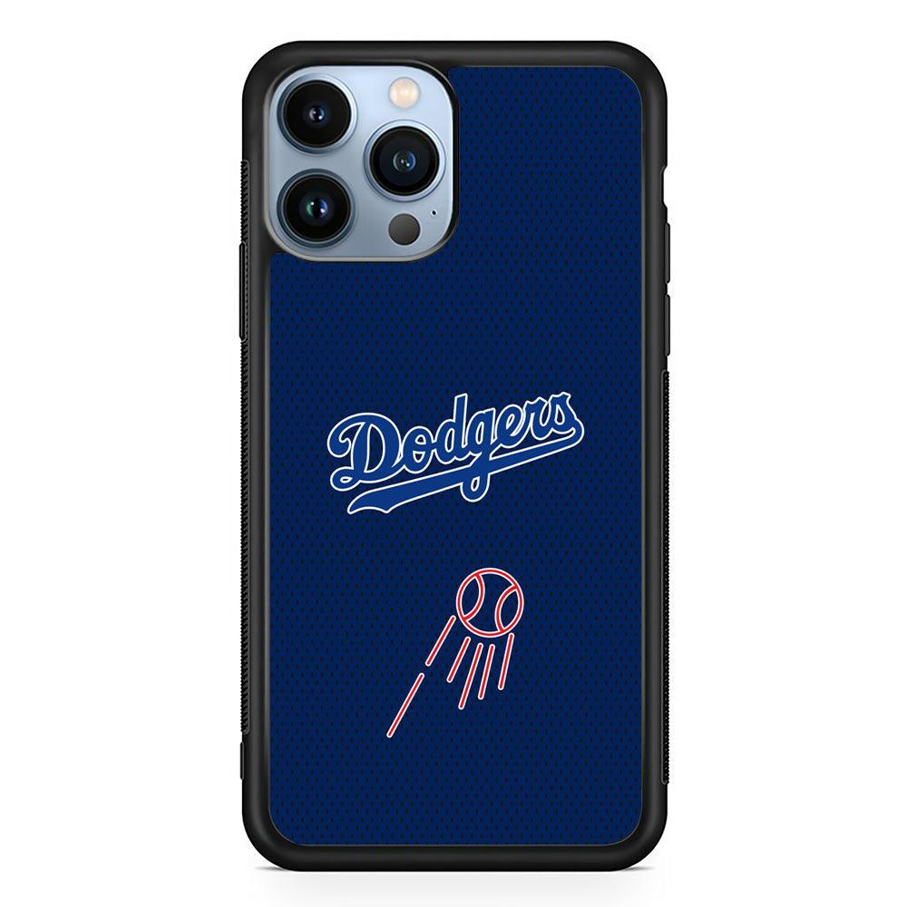 LA Dodgers Black Spot Patern iPhone 13 Pro Max Case-Rubber Black (2D Case)-Oxvistore