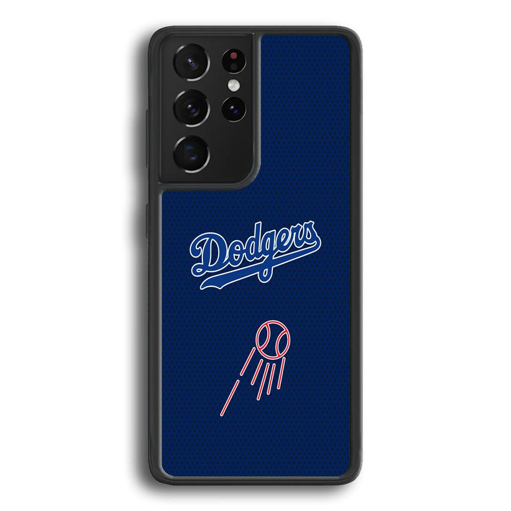 LA Dodgers Black Spot Patern Samsung Galaxy S21 Ultra Case-Rubber Black (2D Case)-Oxvistore