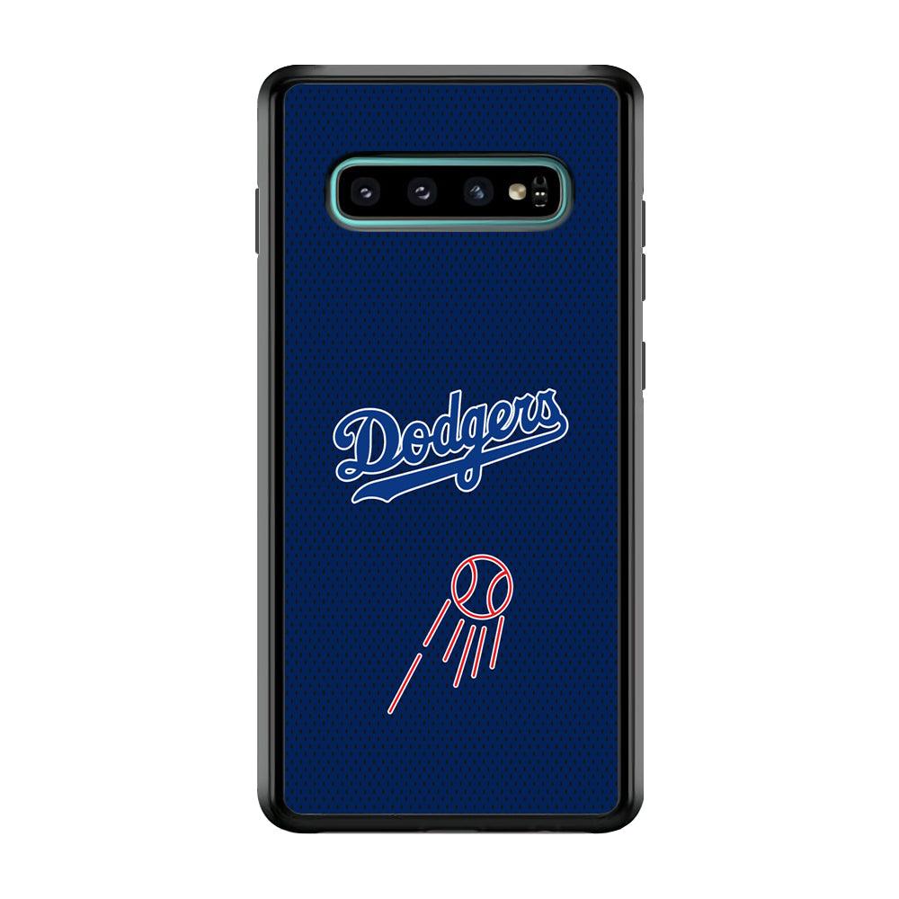 LA Dodgers Black Spot Patern Samsung Galaxy S10 Plus Case-Rubber Black (2D Case)-Oxvistore