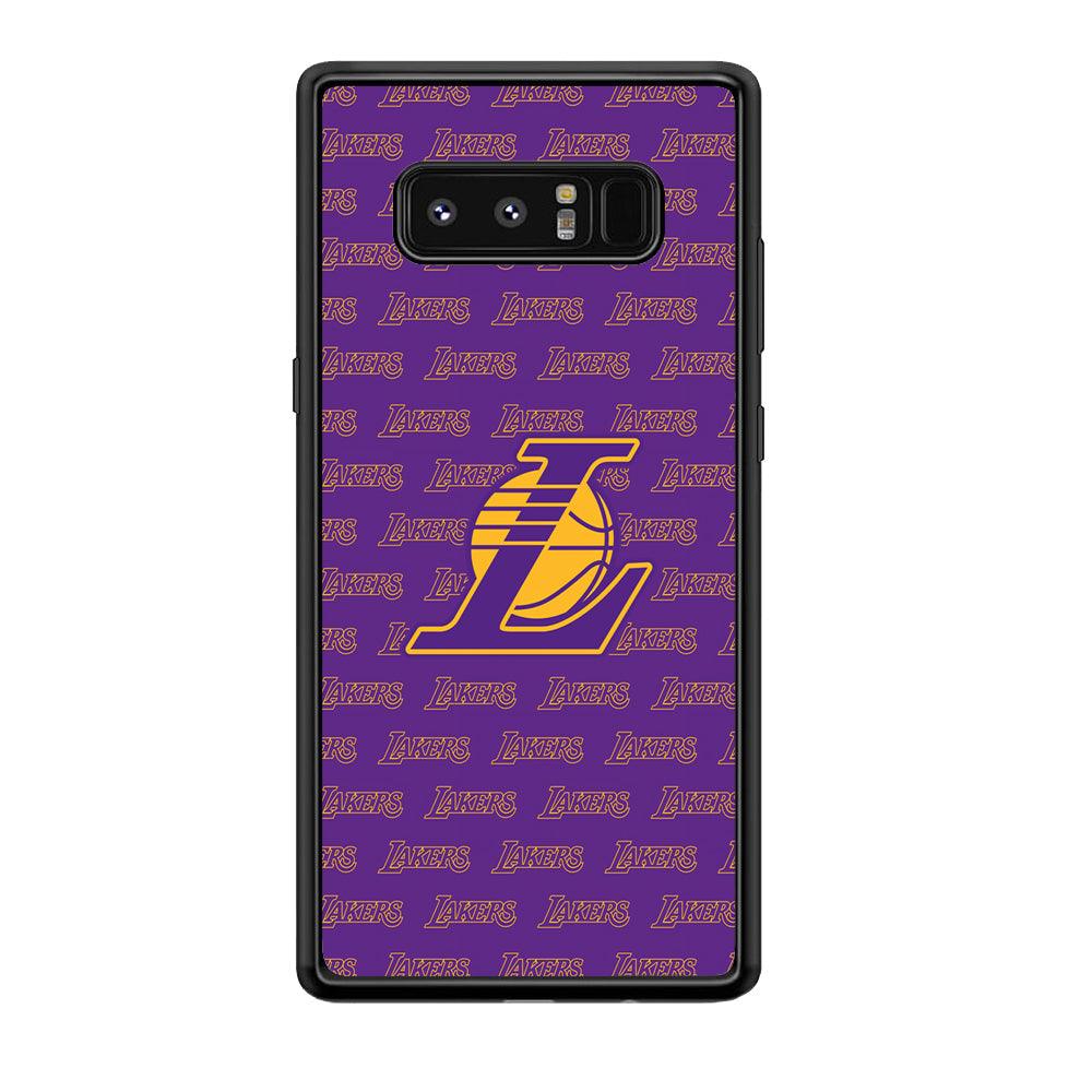 LA Lakers Neat Pattern Samsung Galaxy Note 8 Case-Rubber Black (2D Case)-Oxvistore