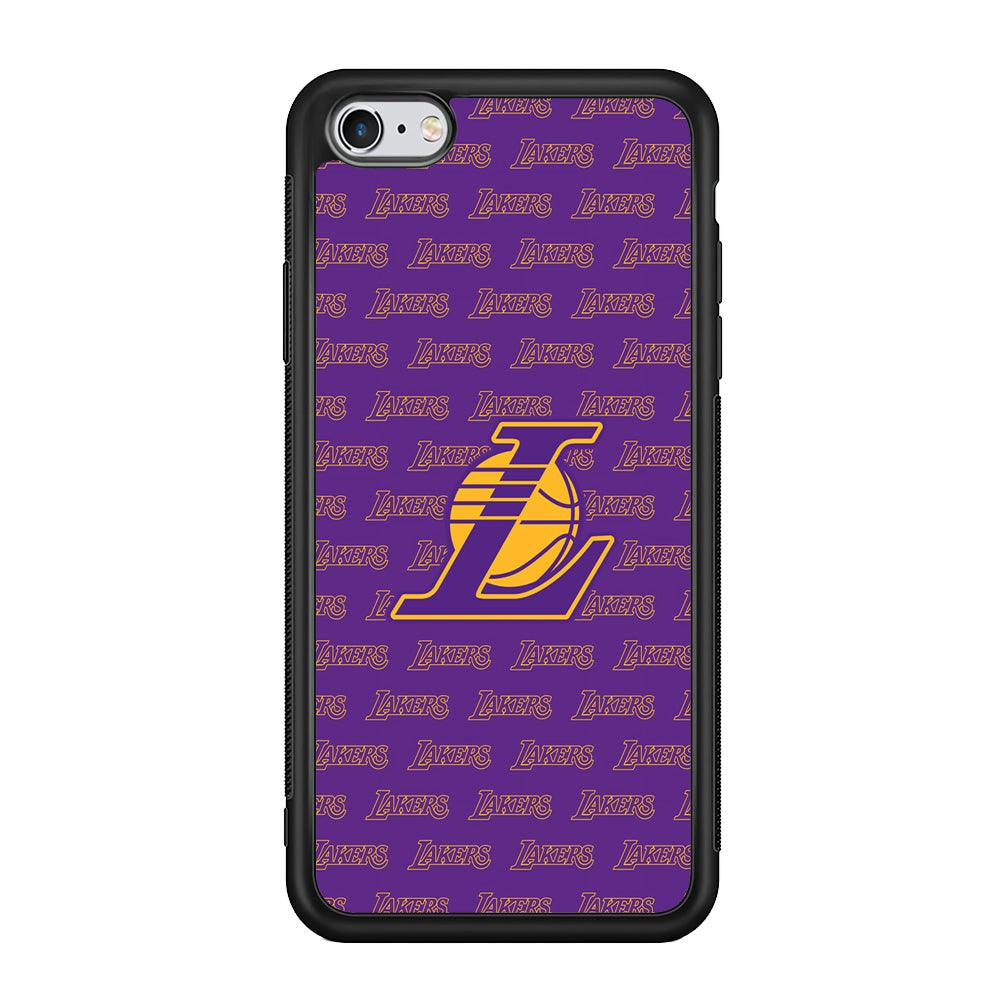 LA Lakers Neat Pattern iPhone 6 Plus | 6s Plus Case-Rubber Black (2D Case)-Oxvistore
