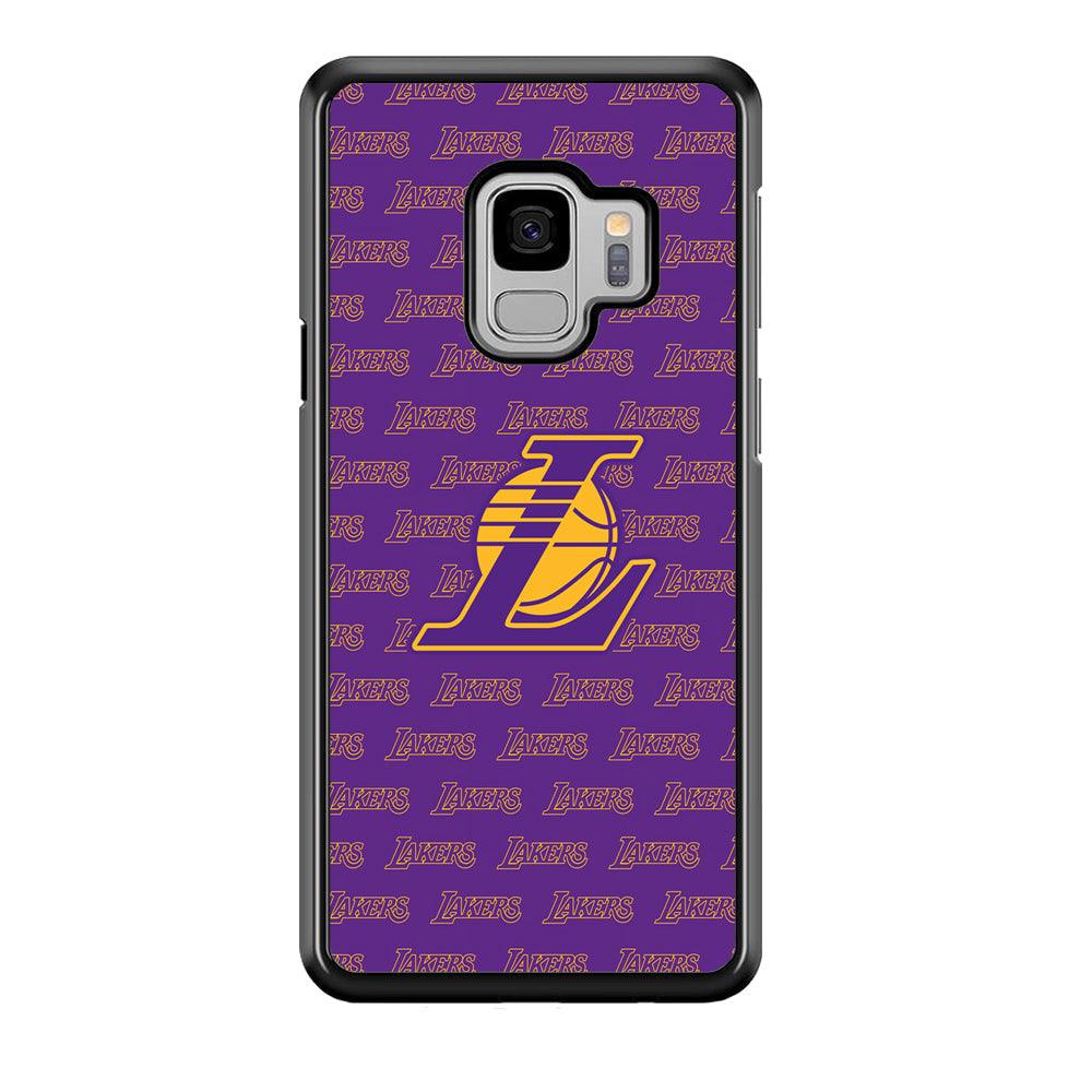LA Lakers Neat Pattern Samsung Galaxy S9 Case-Rubber Black (2D Case)-Oxvistore