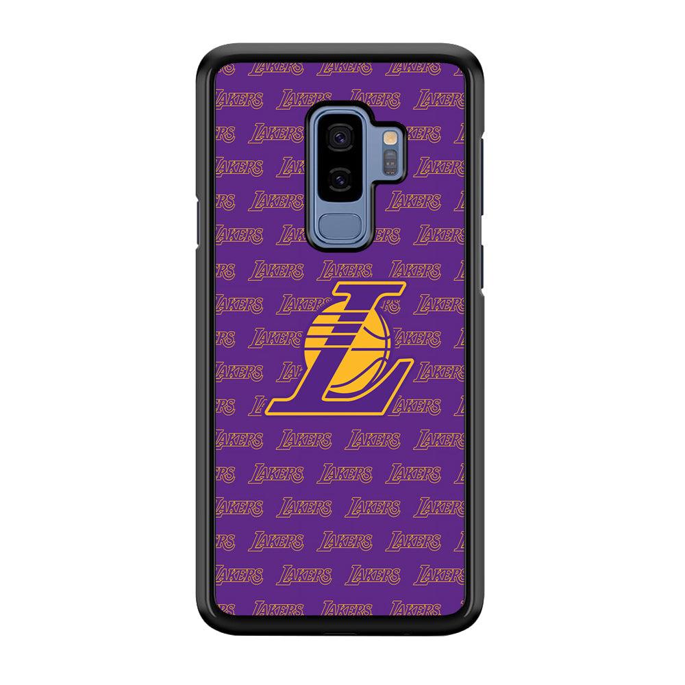 LA Lakers Neat Pattern Samsung Galaxy S9 Plus Case-Rubber Black (2D Case)-Oxvistore