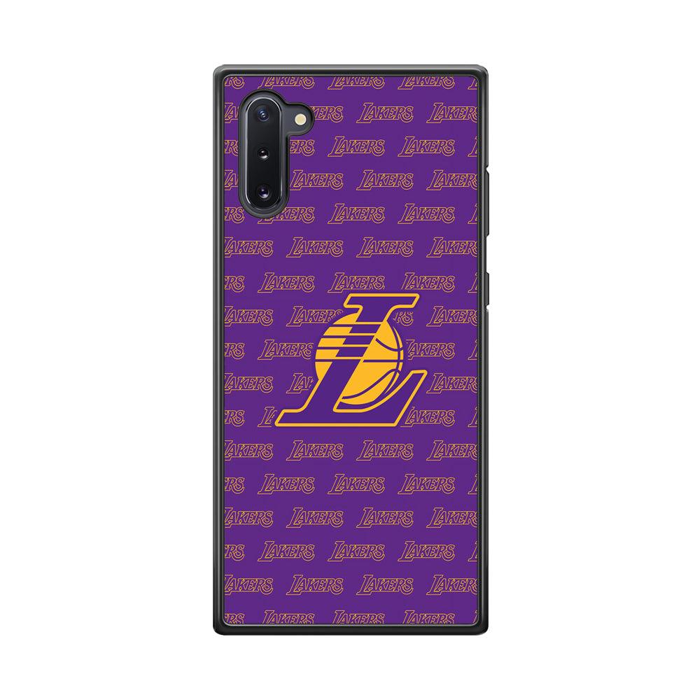 LA Lakers Neat Pattern Samsung Galaxy Note 10 Case-Rubber Black (2D Case)-Oxvistore
