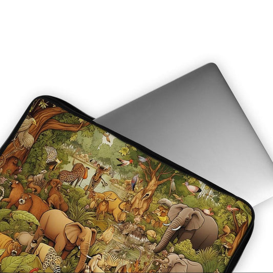 Large Jungle With Animals Laptop Sleeve Protective Cover-Oxvistore