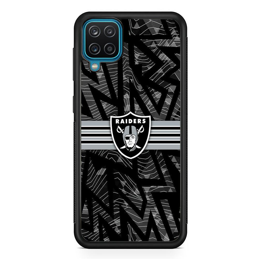 Las Vegas Raiders Raiders Black Shape Contour Samsung Galaxy A12 Case-Rubber Black (2D Case)-Oxvistore