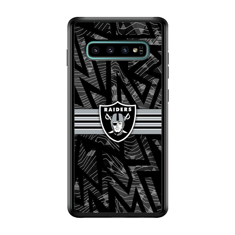 Las Vegas Raiders Raiders Black Shape Contour Samsung Galaxy S10 Case-Rubber Black (2D Case)-Oxvistore