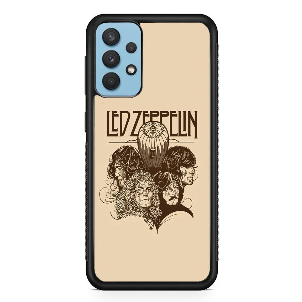 Led Zeppelin Face Art Poster Samsung Galaxy A32 Case-Rubber Black (2D Case)-Oxvistore
