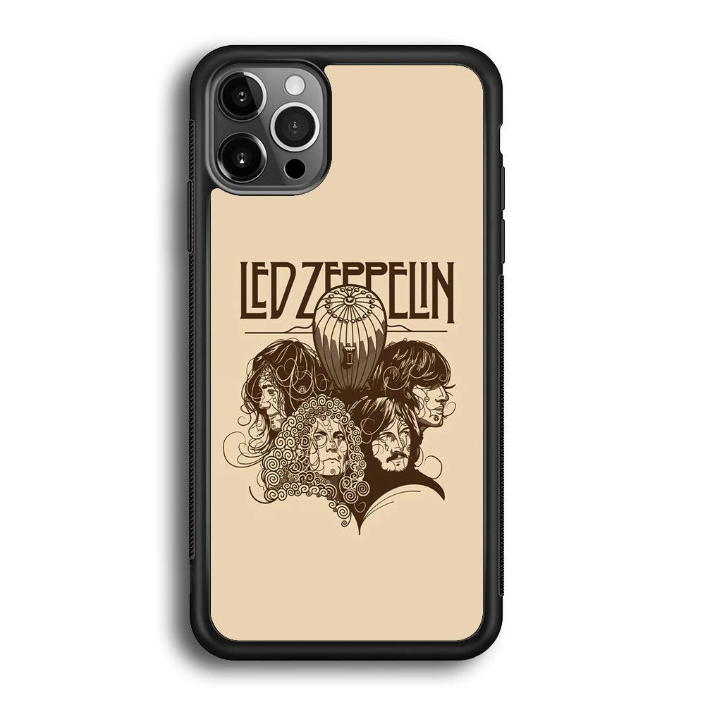 Led Zeppelin Face Art Poster iPhone 12 Pro Case-Rubber Black (2D Case)-Oxvistore