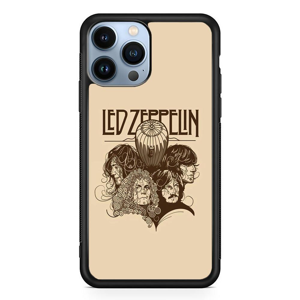 Led Zeppelin Face Art Poster iPhone 15 Pro Case-Rubber Black (2D Case)-Oxvistore
