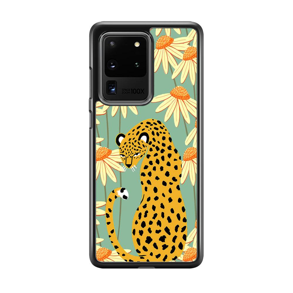 Leopard Flower Umbrella Samsung Galaxy S20 Ultra Case-Rubber Black (2D Case)-Oxvistore