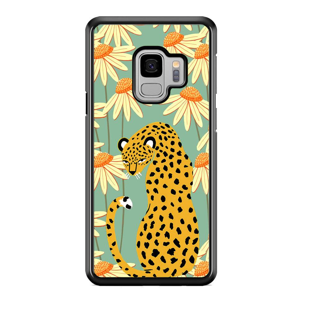 Leopard Flower Umbrella Samsung Galaxy S9 Case-Rubber Black (2D Case)-Oxvistore