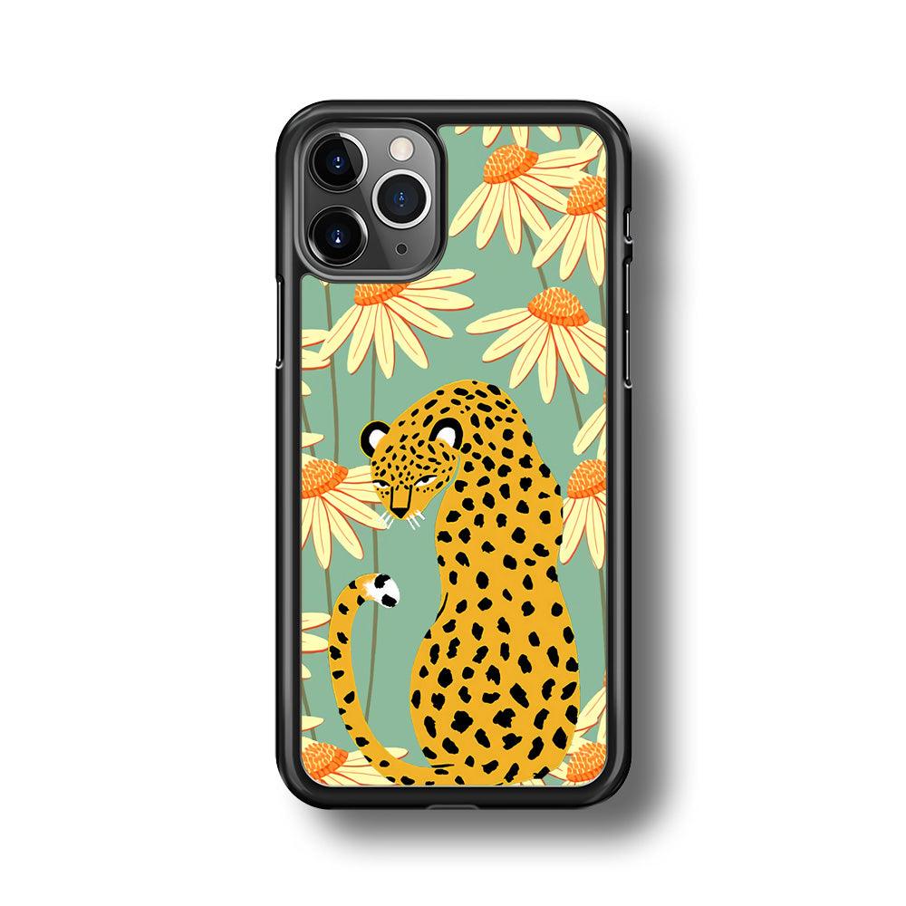 Leopard Flower Umbrella iPhone 11 Pro Case-Rubber Black (2D Case)-Oxvistore