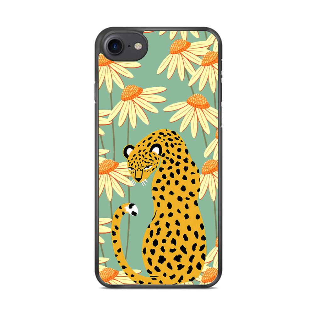 Leopard Flower Umbrella iPhone 8 Case-Rubber Black (2D Case)-Oxvistore