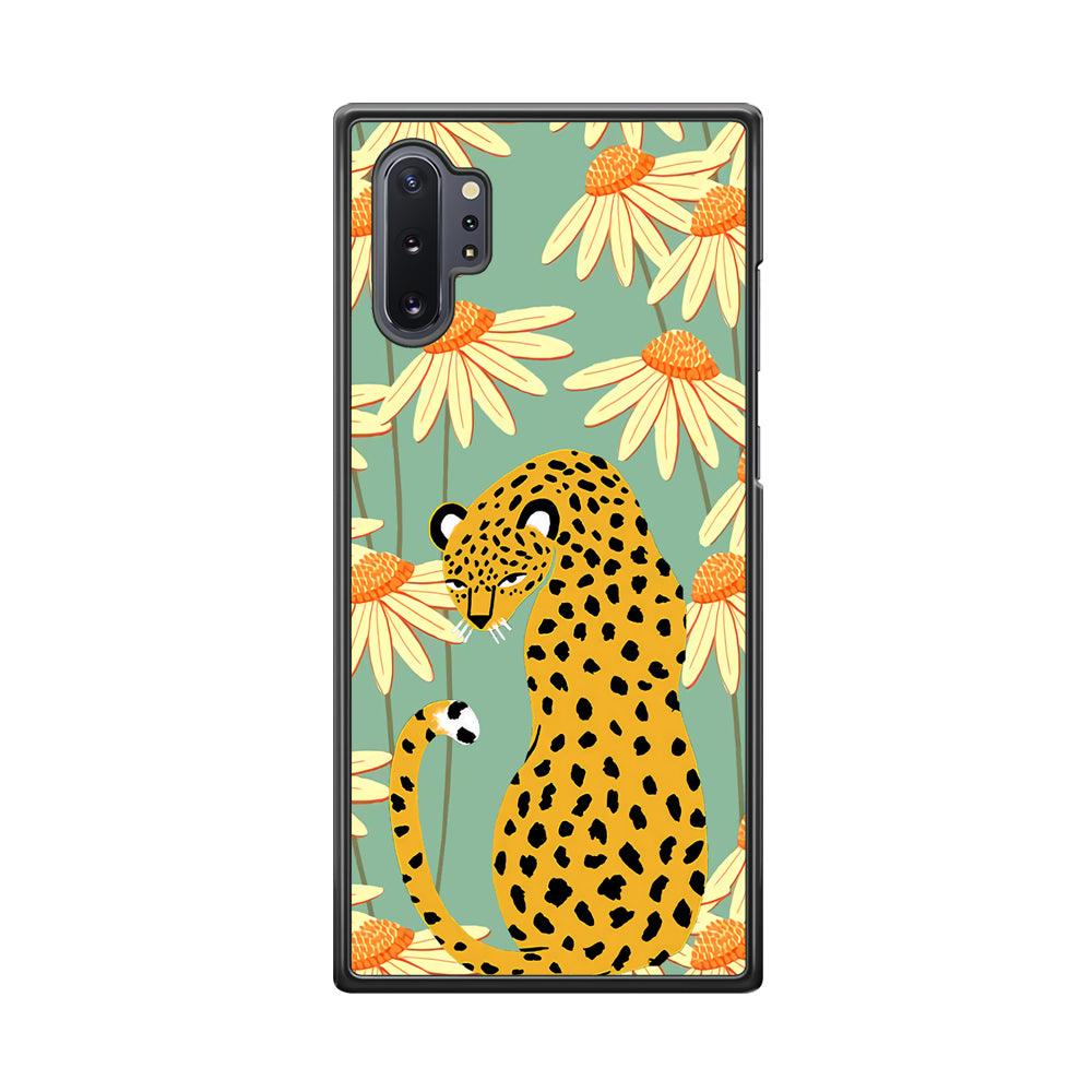 Leopard Flower Umbrella Samsung Galaxy Note 10 Plus Case-Rubber Black (2D Case)-Oxvistore