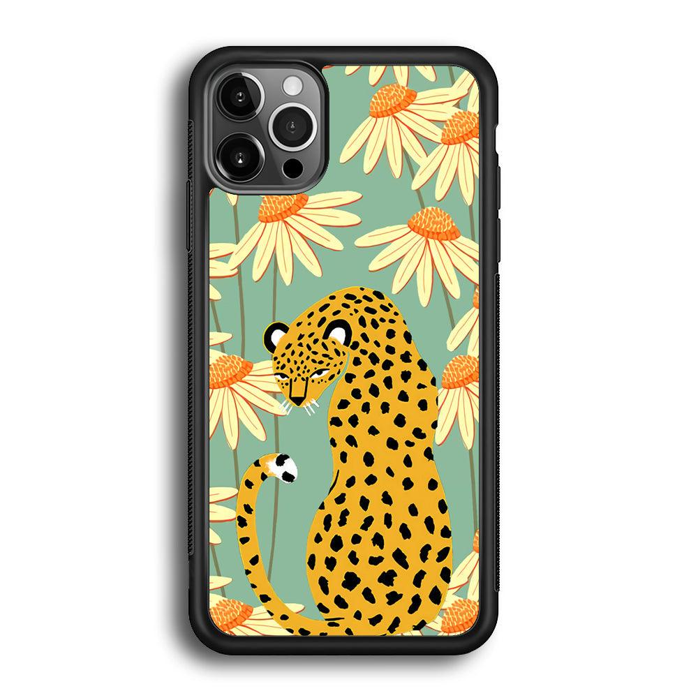 Leopard Flower Umbrella iPhone 12 Pro Max Case-Rubber Black (2D Case)-Oxvistore