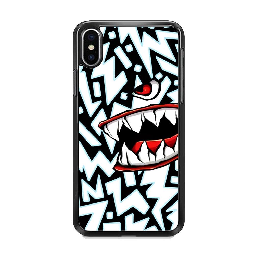 Lightning Shark iPhone X Case-Rubber Black (2D Case)-Oxvistore
