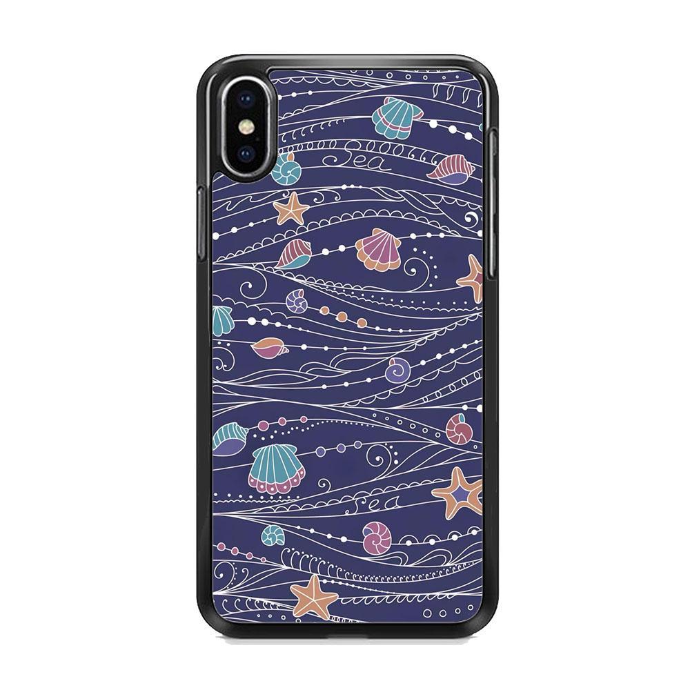 Line in Ocean Life iPhone XS Case-Rubber Black (2D Case)-Oxvistore