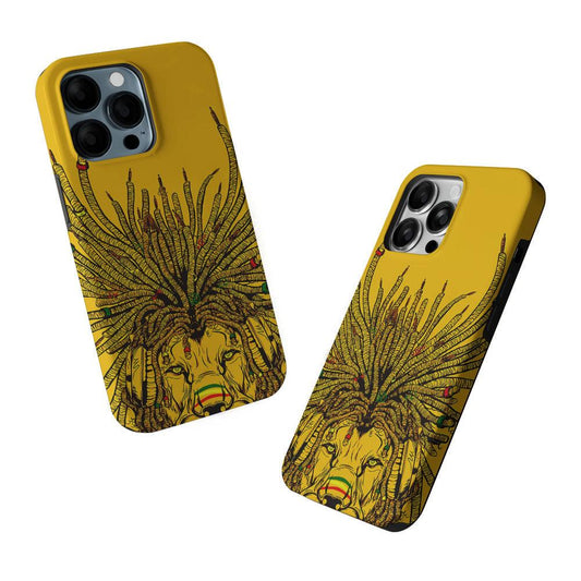 Lion Reggae Yellow Art 2 in 1 Tough Phone Case-Oxvistore