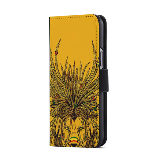 Lion Reggae Yellow Art Flip Wallet Phone Case-Oxvistore