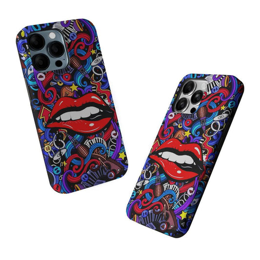 Lips Love Music Graffiti 2 in 1 Tough Phone Case-Oxvistore