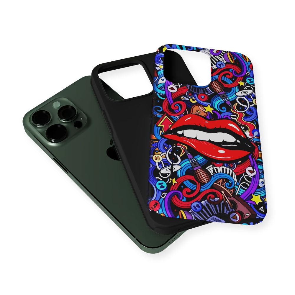 Lips Love Music Graffiti 2 in 1 Tough Phone Case-Oxvistore