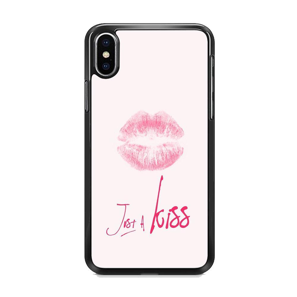 Lips and Just Kiss for It iPhone XS Case-Rubber Black (2D Case)-Oxvistore