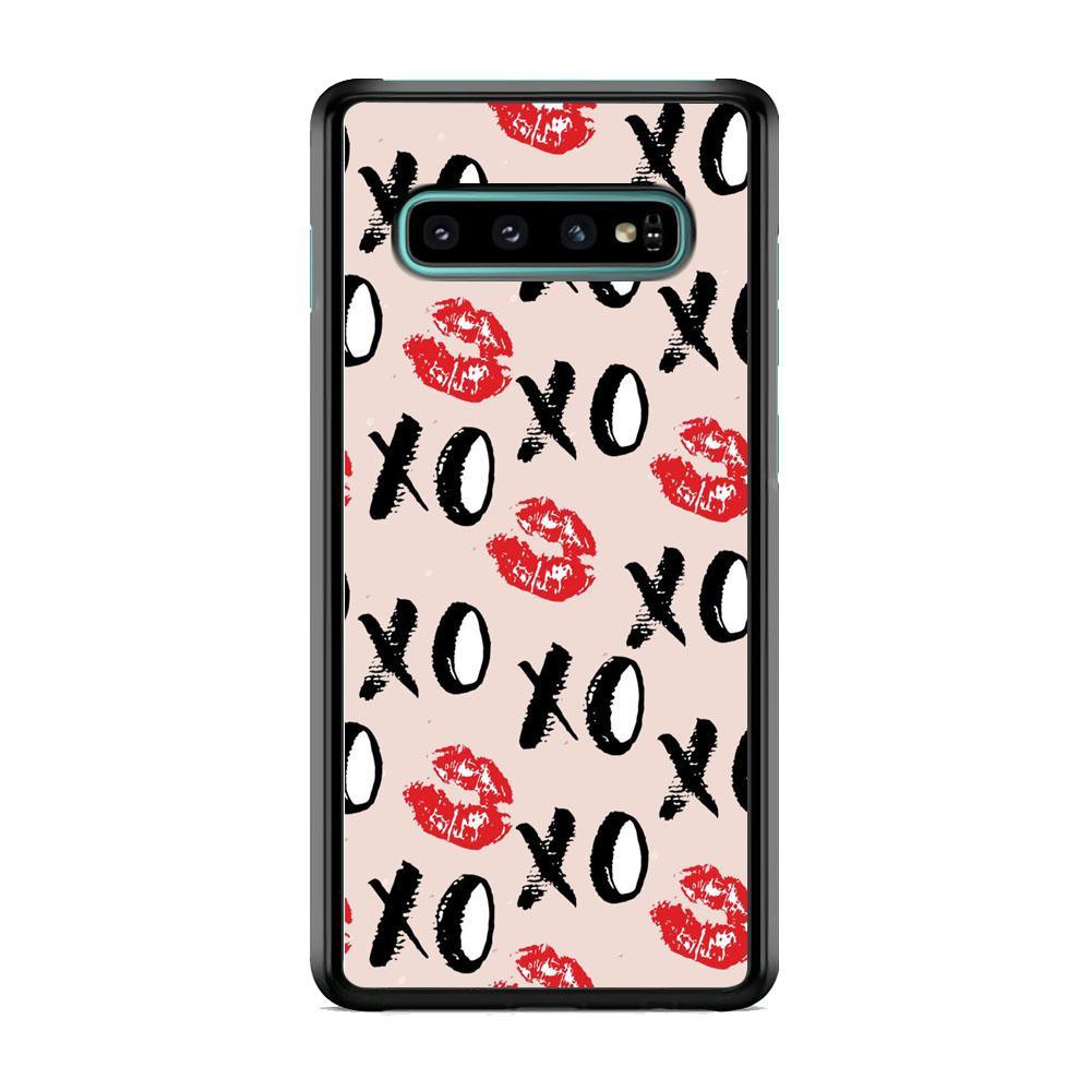Lips and Xoxo Samsung Galaxy S10 Case-Rubber Black (2D Case)-Oxvistore