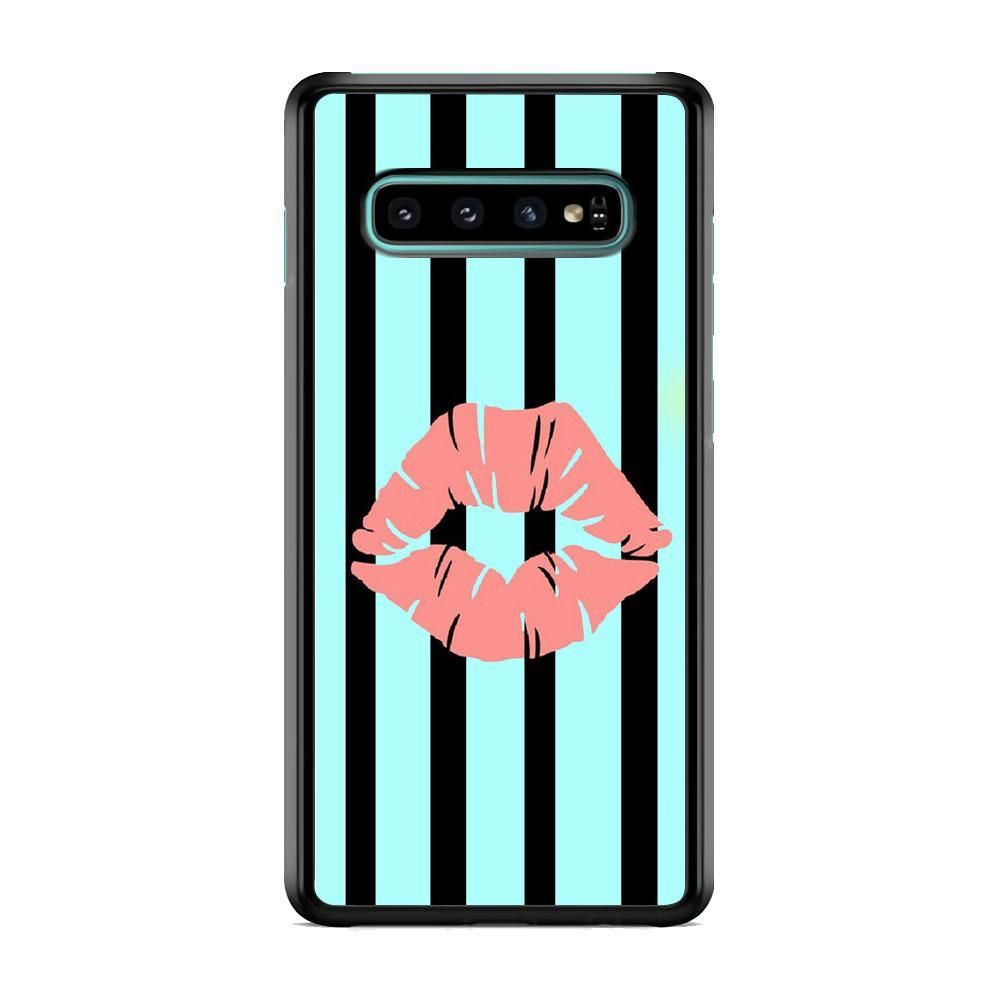 Lips at Strip Samsung Galaxy S10 Case-Rubber Black (2D Case)-Oxvistore