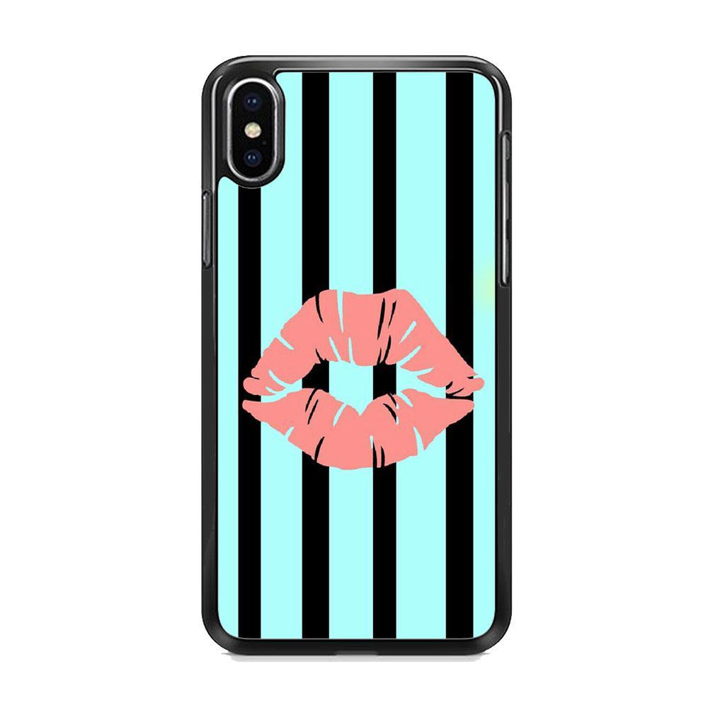 Lips at Strip iPhone X Case-Rubber Black (2D Case)-Oxvistore