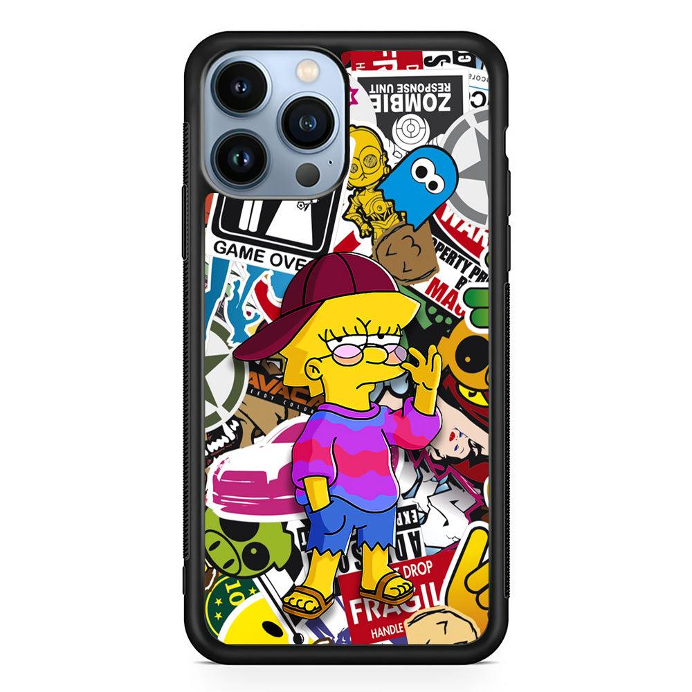 Lisa Simpson Relax and Grown-Up iPhone 14 Pro Max Case-Rubber Black (2D Case)-Oxvistore