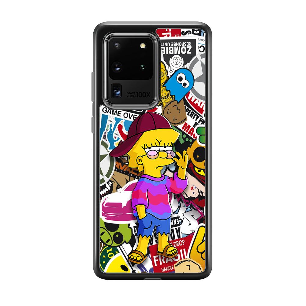 Lisa Simpson Relax and Grown-Up Samsung Galaxy S20 Ultra Case-Rubber Black (2D Case)-Oxvistore