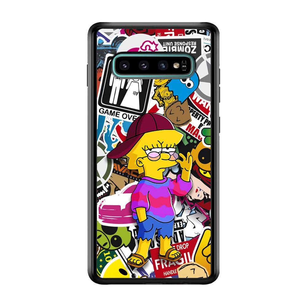 Lisa Simpson Relax and Grown-Up Samsung Galaxy S10 Case-Rubber Black (2D Case)-Oxvistore