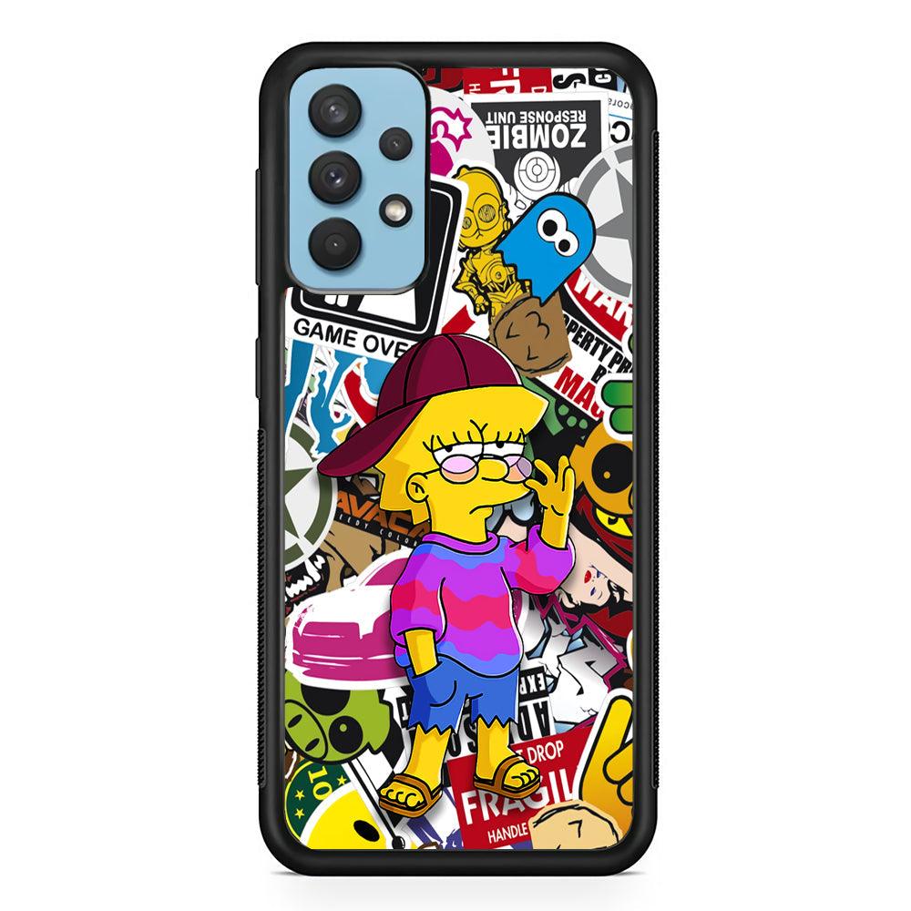 Lisa Simpson Relax and Grown-Up Samsung Galaxy A32 Case-Rubber Black (2D Case)-Oxvistore