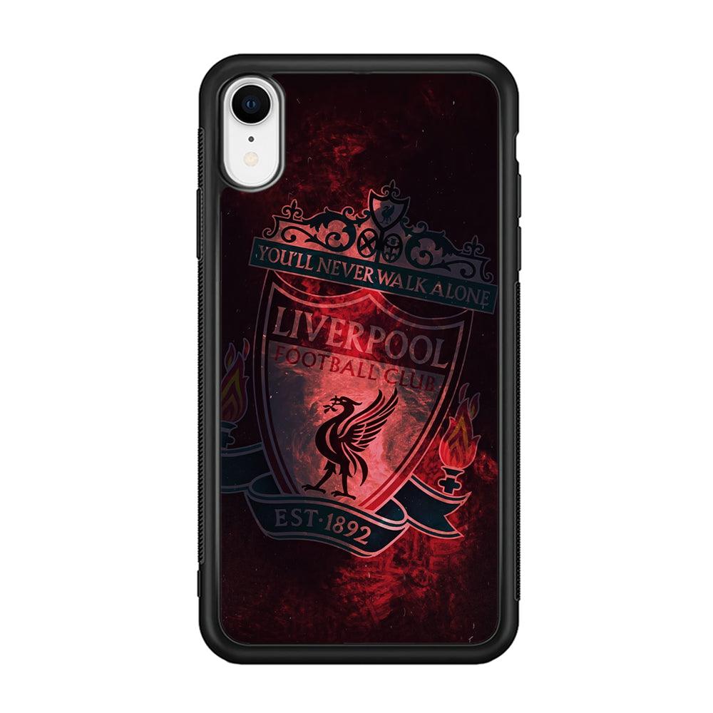 Liverpool Red Moon Illumination iPhone XR Case-Rubber Black (2D Case)-Oxvistore
