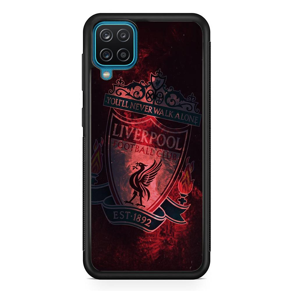 Liverpool Red Moon Illumination Samsung Galaxy A12 Case-Rubber Black (2D Case)-Oxvistore