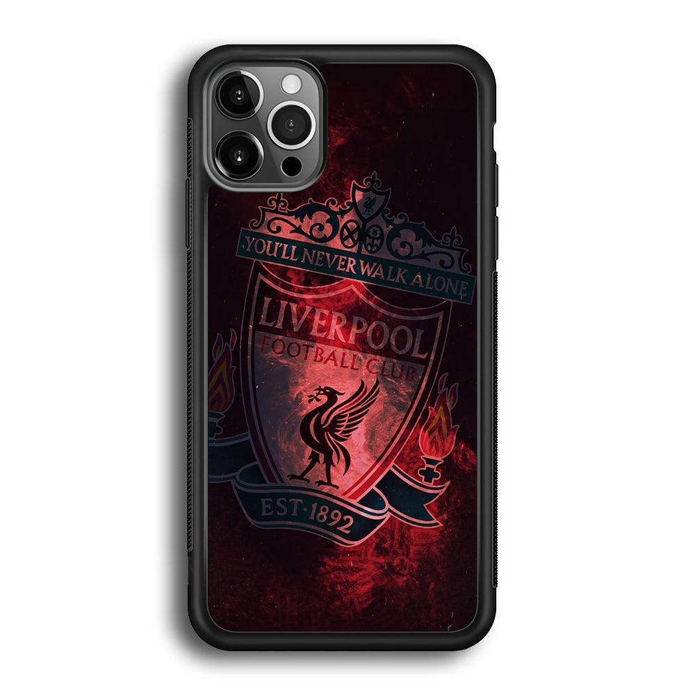Liverpool Red Moon Illumination iPhone 12 Pro Case-Rubber Black (2D Case)-Oxvistore