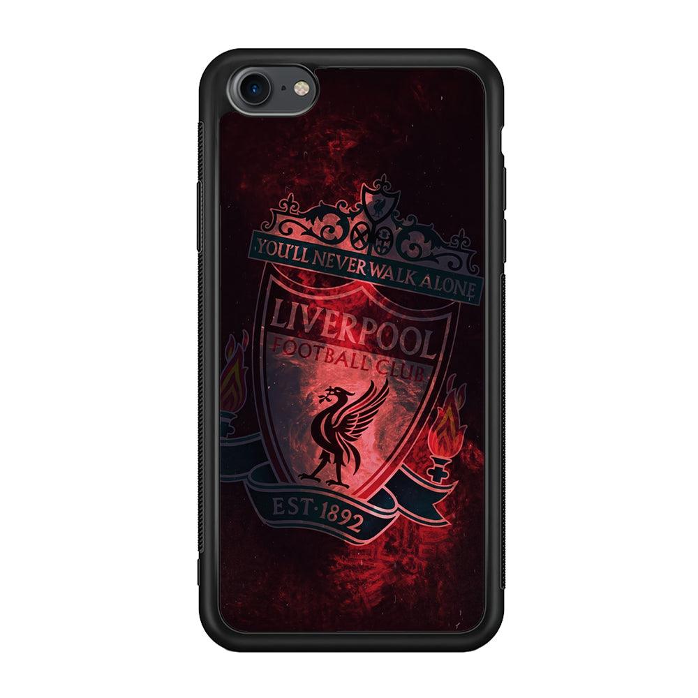 Liverpool Red Moon Illumination iPhone 8 Case-Rubber Black (2D Case)-Oxvistore