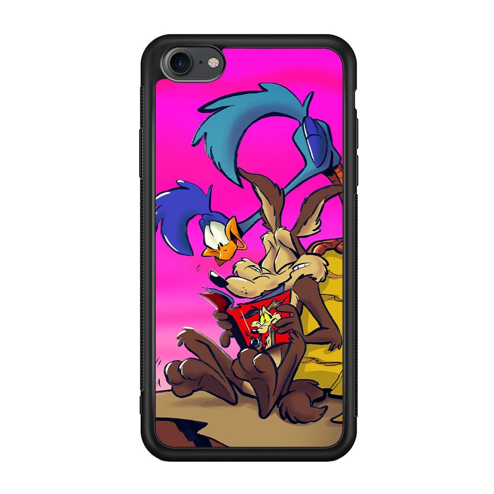 Looney Tunes Catch Road Runner iPhone 8 Case-Rubber Black (2D Case)-Oxvistore