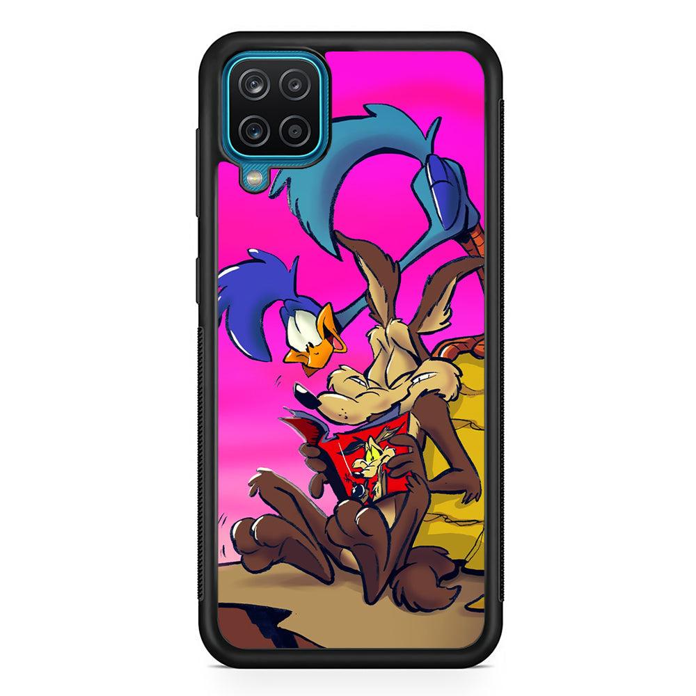 Looney Tunes Catch Road Runner Samsung Galaxy A12 Case-Rubber Black (2D Case)-Oxvistore